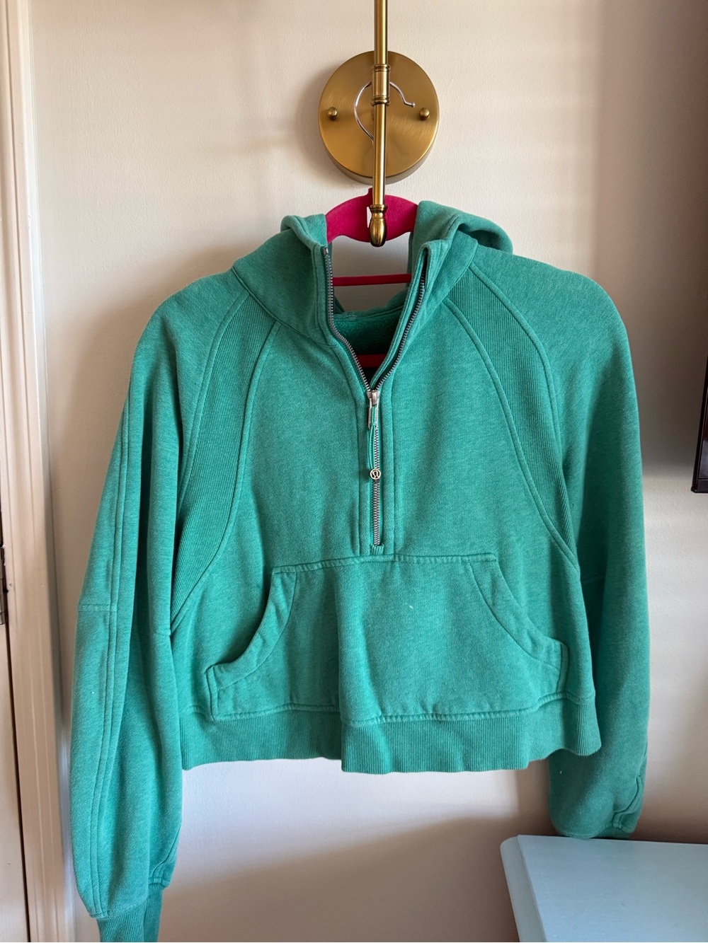 Lulu Lemon Scuba Cropped Women's Teal Half-Zip Hoodie